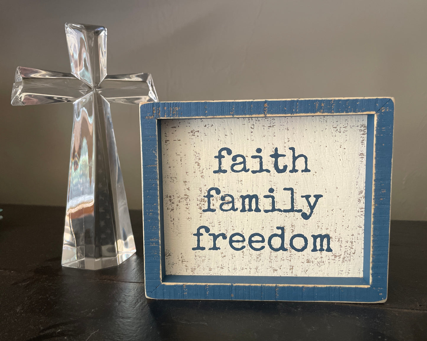 faith | family | freedom block sign